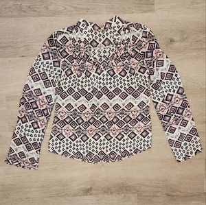 NWT Charlotte Russe Junior's Long Sleeve V-Neck Sheer Pullover Blouse X-Small XS